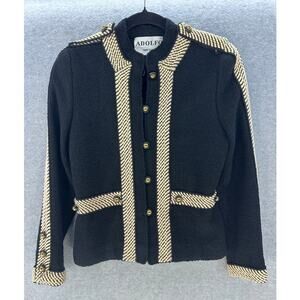 VTG Adolfo New York Women's sz Sm (see descr*) Wool Gold Buttons Cropped Blazer